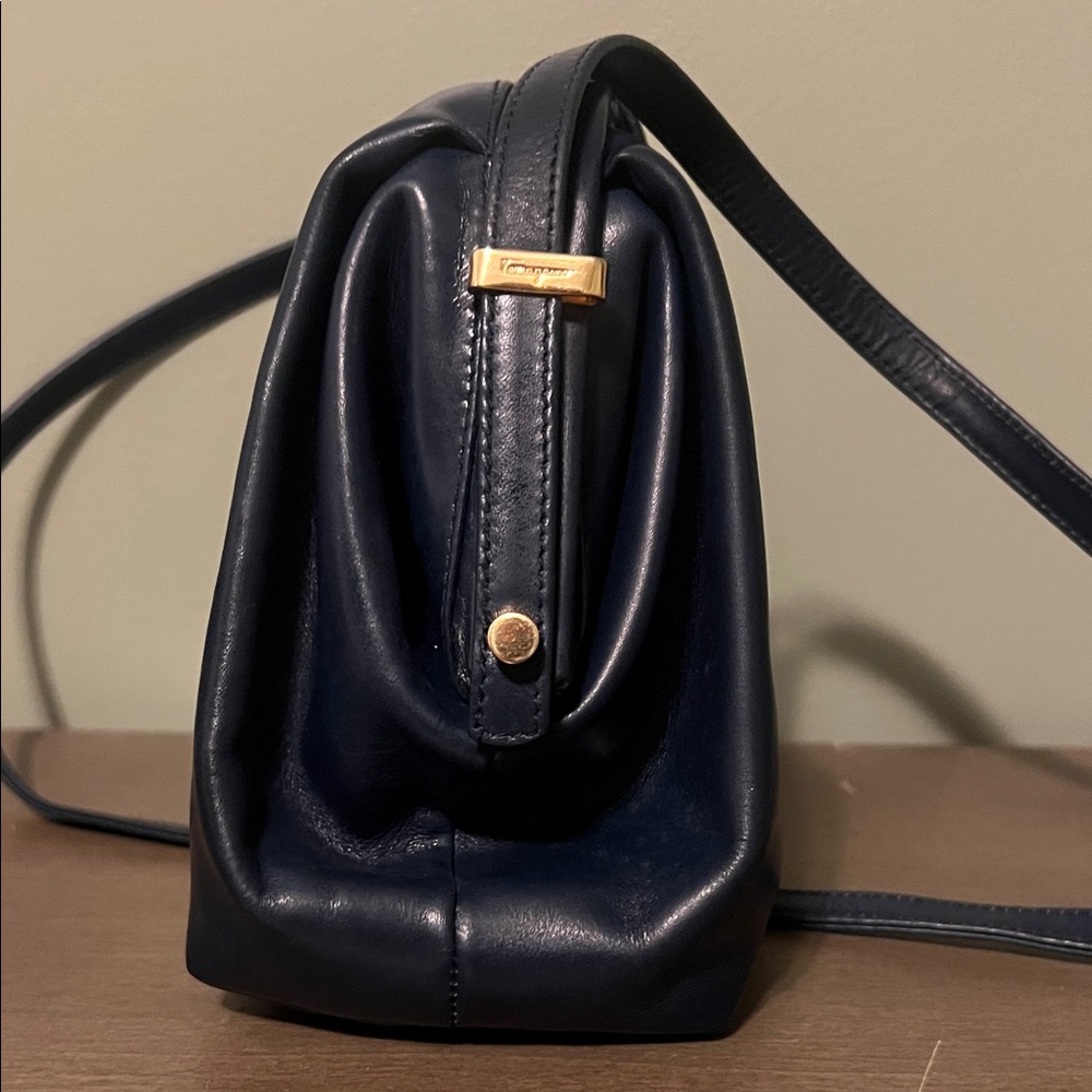 EUC Salvatore Ferragamo Navy Crossbody Bag Vintage - Picture 4 of 12